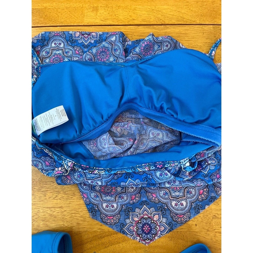 Beach House One Piece Swimsuit Portia Mesh Layer Tankini Top Boho Chic, Size‎ M - Picture 7 of 9